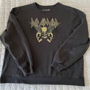 Def Leppard XXL Dark Gray Graphic Crew Pullover Long Sleeve Band Sweatshirt